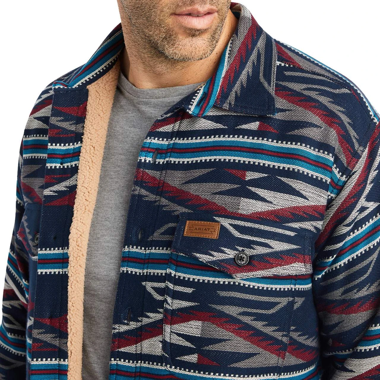 Ariat Men's Chimayo Retro Navy Aztec Shirt Jacket - Image 2