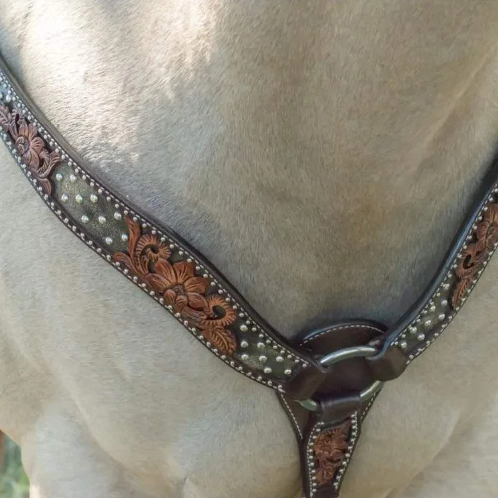 Circle Y Saddlery Dark Flash Arizona Flower Breast Collar - Image 3