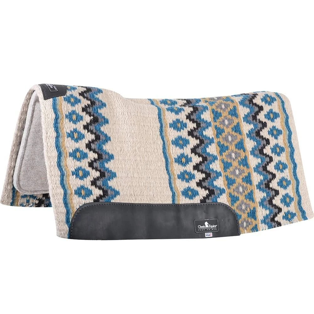 Classic Equine Contour Wool Top Felt 32 X 34 Saddle Pad Ivory/Seafoam