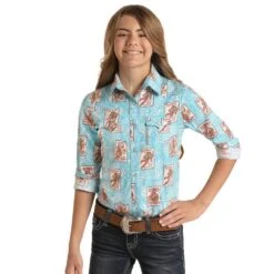 Girl's Panhandle Rodeo Poster Print Snap Shirt