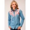 Roper Womens Paisley Yoke Denim Pearl Snap