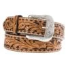 Western Fashion Men's Twisted X Tan Floral Brown Buckstitch Belt